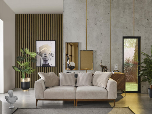Canapé 3 places en tissu blanc Salon Mobilier de luxe Canapé neuf Moderne