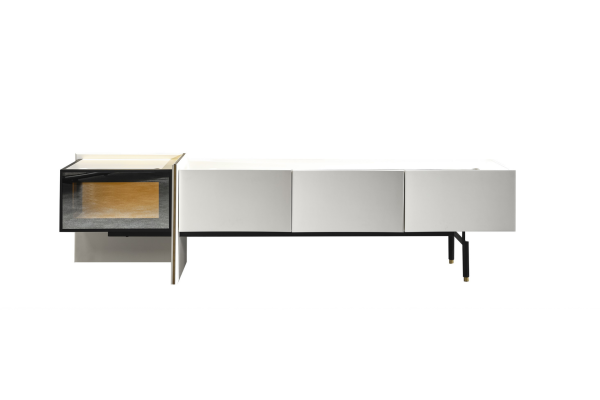 Meuble télé blanc de style buffet TV en bois de luxe pour le salon