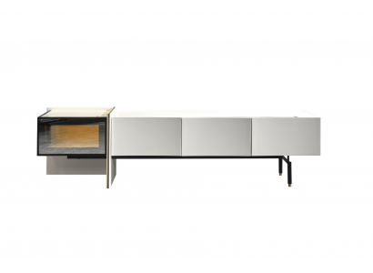 Meuble télé blanc de style buffet TV en bois de luxe pour le salon