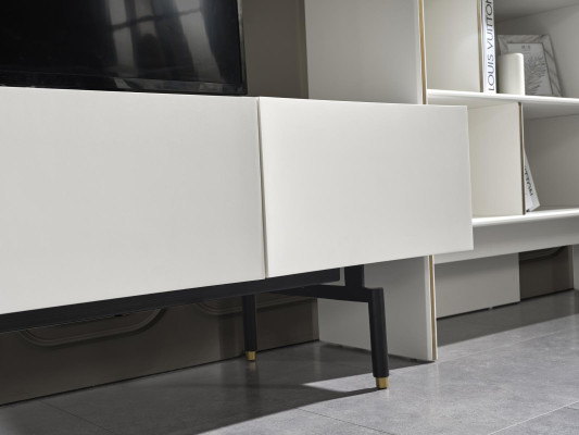 Meuble télé blanc de style buffet TV en bois de luxe pour le salon