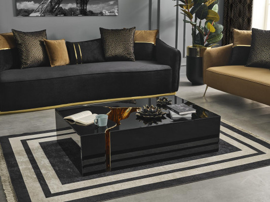 Table basse Mobilier de design de luxe noir moderne en bois pour salon