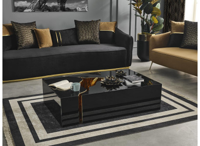 Table basse Mobilier de design de luxe noir moderne en bois pour salon