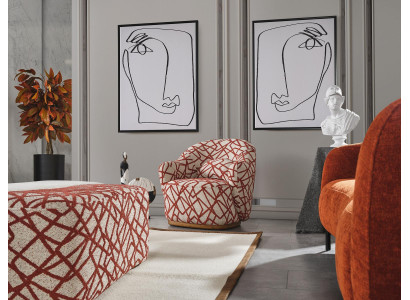 Fauteuil design Canapé de luxe Rembourrage Salon Bois avec Tissu Siège simple