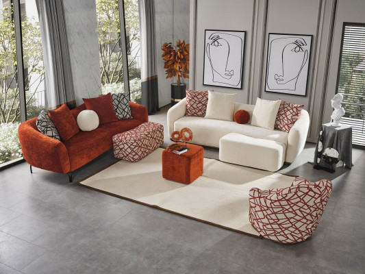 Fauteuil design Canapé de luxe Rembourrage Salon Bois avec Tissu Siège simple