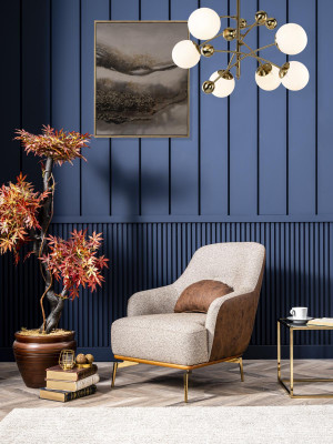 Fauteuil 1 place siège unique en tissu de luxe, design gris, neuf, pour le salon