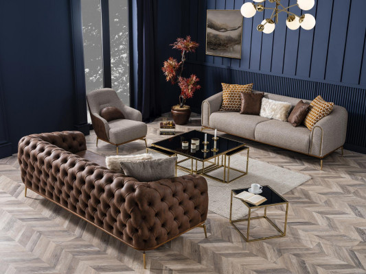 Fauteuil 1 place siège unique en tissu de luxe, design gris, neuf, pour le salon