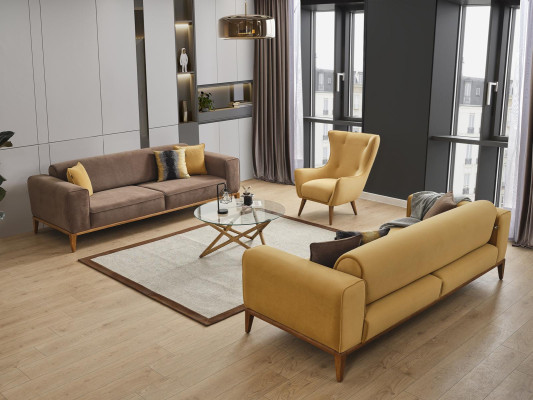 Salon Fauteuil Design Canapé Luxe Lounge Tapisserie Club Disco Jaune