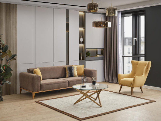Salon Fauteuil Design Canapé Luxe Lounge Tapisserie Club Disco Jaune