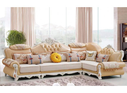 Salon Canapé d'angle Canapés Canapé en L Canapé d'angle Ensemble de coin de luxe marron