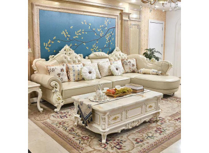 Paysage de vie Canapé d'angle en L Canapé Meubles Cuir Bois Canapé Chesterfield