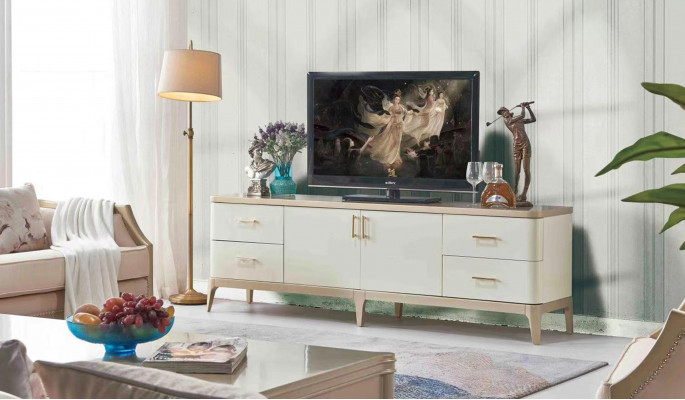 Meuble bas de télévision Armoire Buffet Meubles Armoires Salon Bahut Blanc Commode Buffets