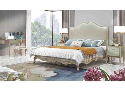 Ensemble de chambre classique Lit + 2x Table de chevet Lits baroques rococo