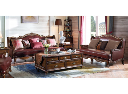 Empire Meubles USA canapé en cuir de style antique 3 + 2 places Ensemble de canapé