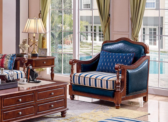 Fauteuil en cuir design Salon Lounge Chaise de luxe Mobilier design Bleu