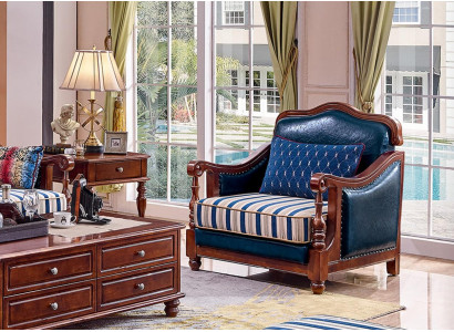 Fauteuil en cuir design Salon Lounge Chaise de luxe Mobilier design Bleu