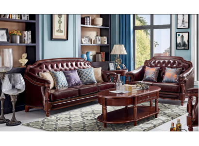 Ensemble de canapé de luxe 3 places + 2 places en cuir, ensemble de canapé en tissu