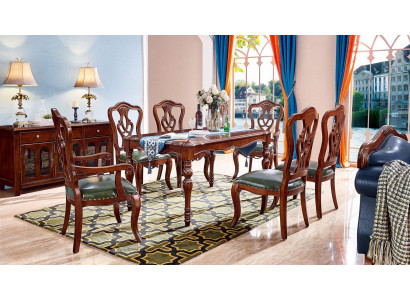 Ensemble complet de 6 chaises Groupe de salle à manger Chaise en bois Mobilier de luxe Baroque