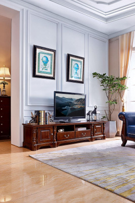 Meuble télé classique en bois, armoire de rangement pour téléviseur, meuble télé en bois de salon.