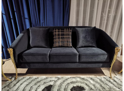 Three Seater Couch Upholstery Furniture Velvet Luxury Furnishings Fabric Couches Trois canapés trois places en tissu d'ameublement en velours de luxe.
