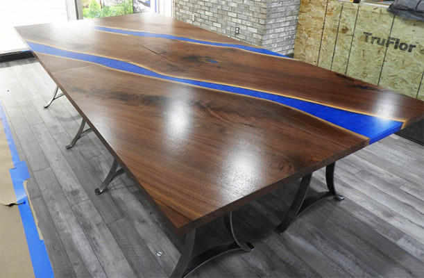 Table en bois Salle à manger Résine époxy Meubles Table de conférence Résine époxy coulée nouvelle
