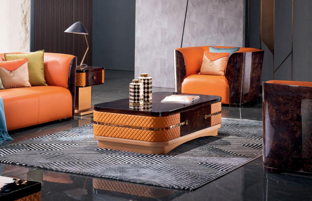 Meubles de luxe Ensemble de canapés Canapé Tapisserie 3+2+1 places + Table basse