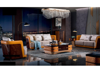 Paysage vivant Canapé Rembourrage Ensemble de canapés 3+2+1 places Table basse Table d'appoint