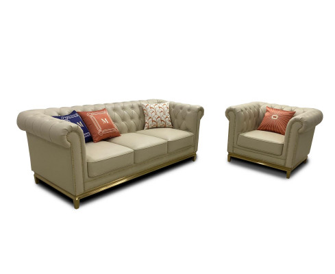 Canapé de luxe Ensembles de canapés Beige Canapés Fauteuil 3+1 places Tissu Design