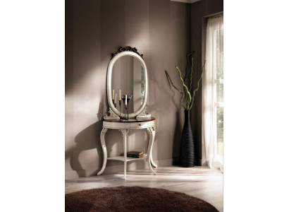 Classique r miroir Coiffeuse Console Table Table en bois blanc Mobilier de chambre à coucher 2 pièces