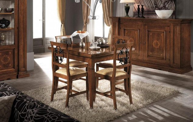 Tableaux de salle à manger italiens Table en bois Meubles Table de salle à manger Style antique Bois massif