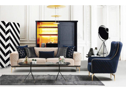 Suite Canapé Ensemble Canapé Canapés 3+1 Places Fauteuil Tissu Bois Moderne Polyester