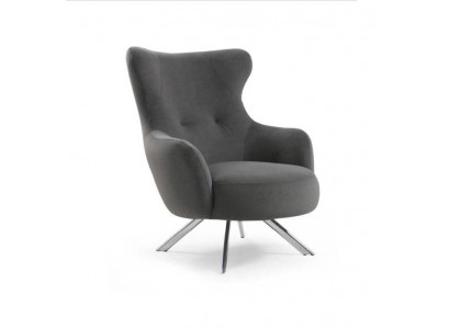 Fauteuil à oreilles Fauteuil de luxe 1 place Siège unique Siège Rembourrage Tissu designer Moderne