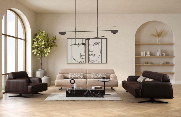 Ensemble de canapés de luxe Ensemble de canapés Canapés 3 3 1 Fauteuil moderne en cuir neuf