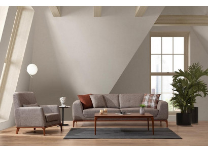 Luxueux ensemble de canapé ensemble de canapé 3 places Fauteuil tissu Gris moderne Moderne Ensemble neuf