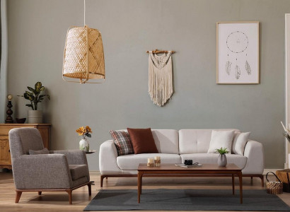 Ensemble de canapé blanc luxueux Canapé 3 places Fauteuil Tissu Moderne Moderne Ensemble neuf