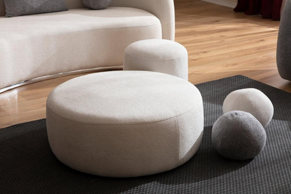 Tabouret rembourré de luxe blanc Tabouret rond Siège Design Meuble élégant