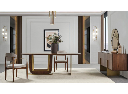 Ensemble de salle à manger Table à manger moderne 4 chaises et buffet avec miroir 7 pièces.