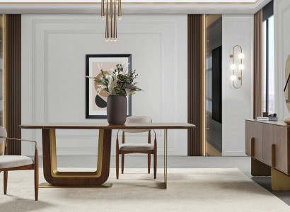 Ensemble de salle à manger Table à manger moderne 4 chaises et buffet avec miroir 7 pièces.