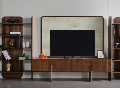 Ensemble de salon luxueux 2x bibliothèques et meuble TV bas Cadre TV 4 pièces