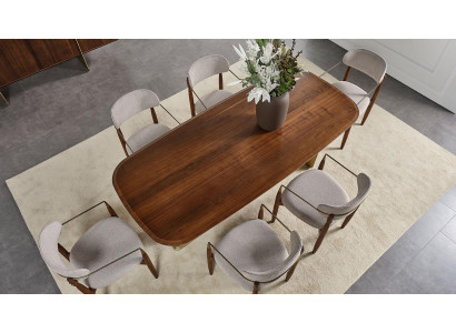 Ensemble de salle à manger moderne composé d'une table à manger et de 6 chaises marron, 7 pièces.