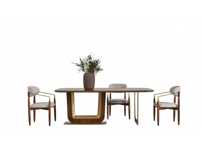 Ensemble de salle à manger moderne Table à manger parfaite et 4x chaises couleur marron 5 pièces.