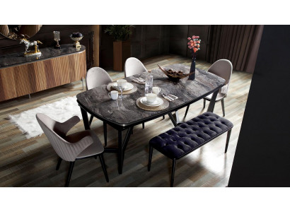 Ensemble de salle à manger élégant composé d'une table à manger, de 4 chaises et de 6 tabourets.