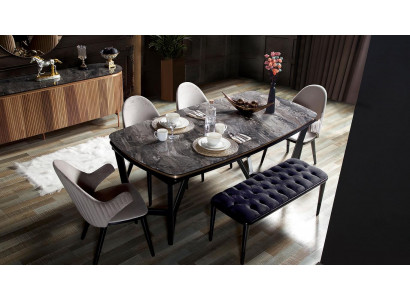 Ensemble de salle à manger de luxe Composé de table à manger et 4x chaises Nouveauté 5 pièces.