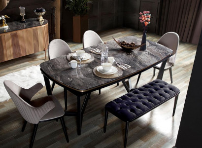 Ensemble de salle à manger de luxe Composé de table à manger et 4x chaises Nouveauté 5 pièces.