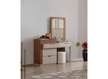 Beige-Braun Schlafzimmer-Kommode Designer-Toilettentisch mit Spiegel 2 Stk.