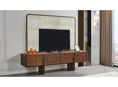 Luxueux ensemble de salon composé d'un meuble TV bas et d'un cadre de télévision 2 pièces. Nouveau
