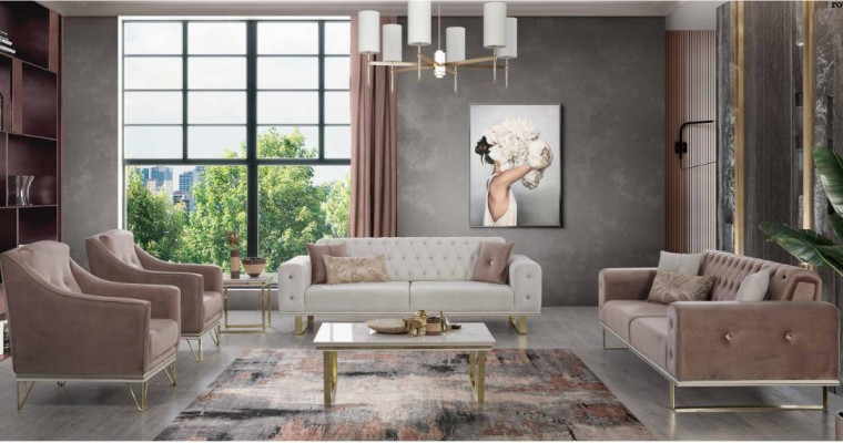 Ensemble de canapés Canapé Designer Chesterfield Fauteuil luxueux Table basse 6 pièces