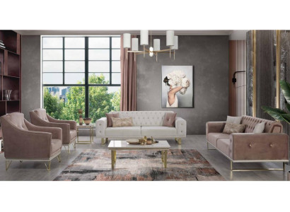 Ensemble de canapés Canapé Designer Chesterfield Fauteuil luxueux Table basse 6 pièces