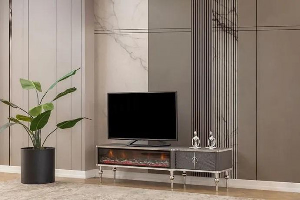 Buffet TV cheminée métal bois MDF meubles de luxe nouveaux meubles de télévision blancs