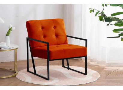 Fauteuil orange Salon Mobilier de luxe Jambes en métal de haute qualité Textile neuf