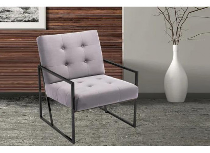 Salon Fauteuil Couleur Lila Pieds en Métal Textile 1 Place Chesterfield